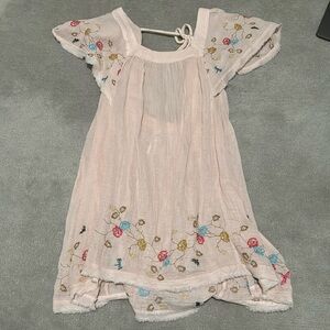 Anthropology pink embroidered cover up